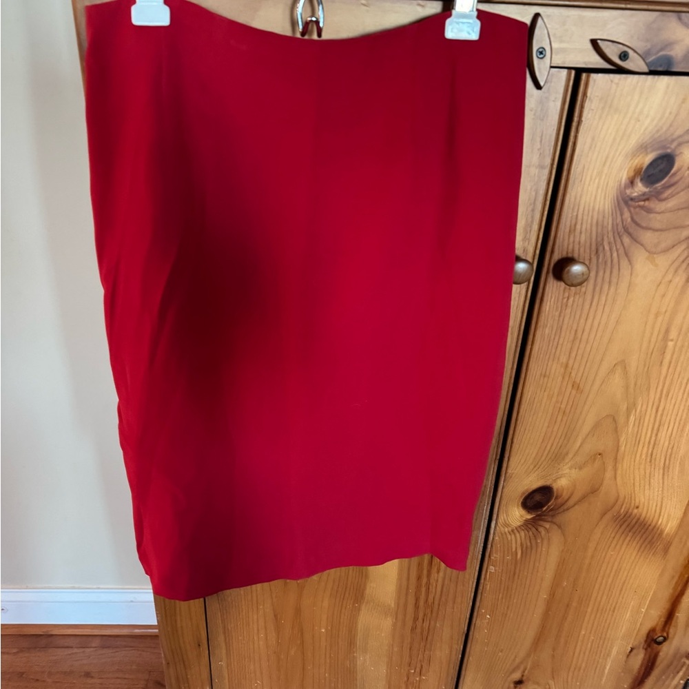 Red silk skirt